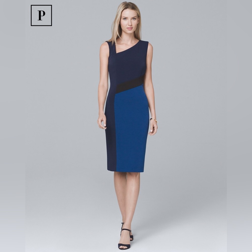 WHBM - Petite Sleeveless Colorblock Sheath Dress Career M